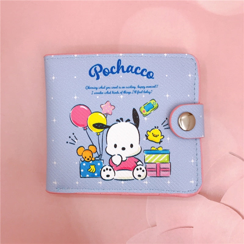 Kawaii Hello Kitty Cinnamoroll My Melody Kuromi Sanrios New Pu Casual Money Bag Coin Purse Card Holder Wallet with Buttons