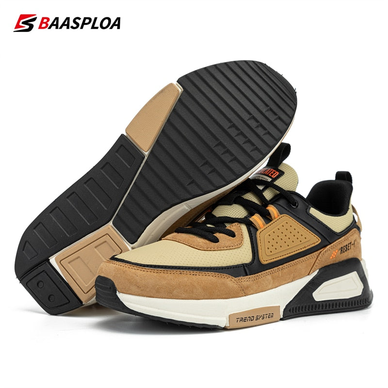 Baasploa 2022 New Men Leather Sneaker Waterproof Walking Shoes  Fashion Casual Shoes Non-Slip Wear-Resistant Male Sport  Shoe