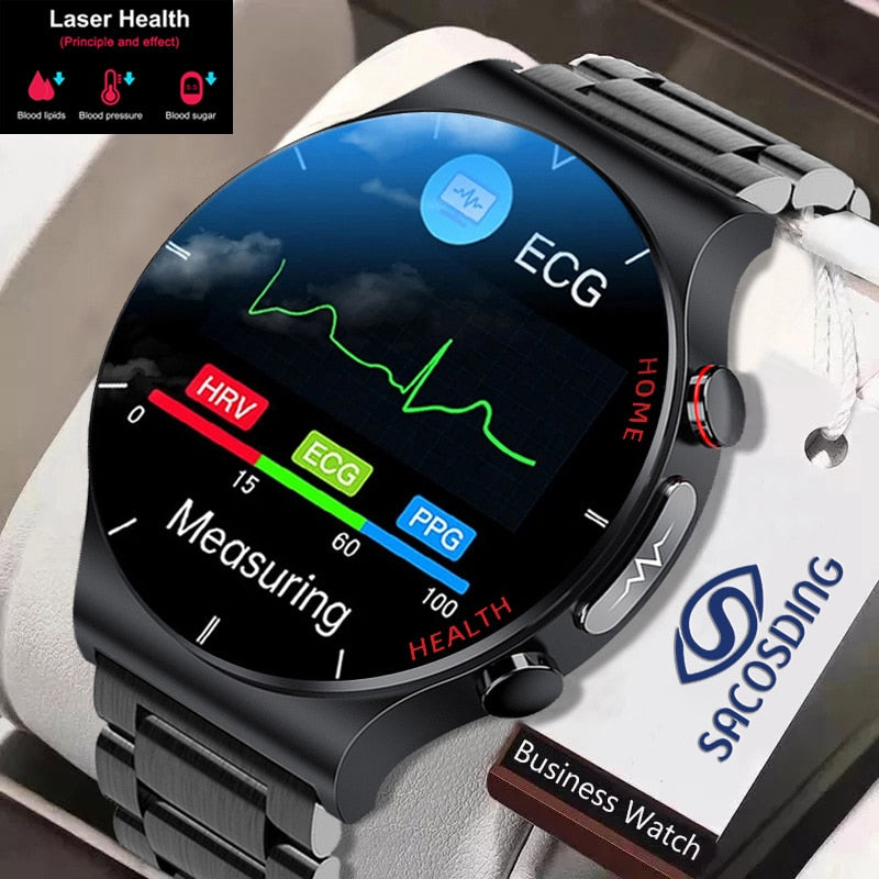 2022 New ECG+PPG Smart Watch Men Sangao Laser Health Heart Rate Blood Pressure Fitness Sports Watches IP68 Waterproof Smartwatch