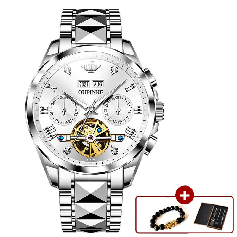 Original OUPINKE Luxury Automatic Watch for Men Mechanical Sapphire Crystal Waterproof Fashion Top Brand Hollow Wrist Watches