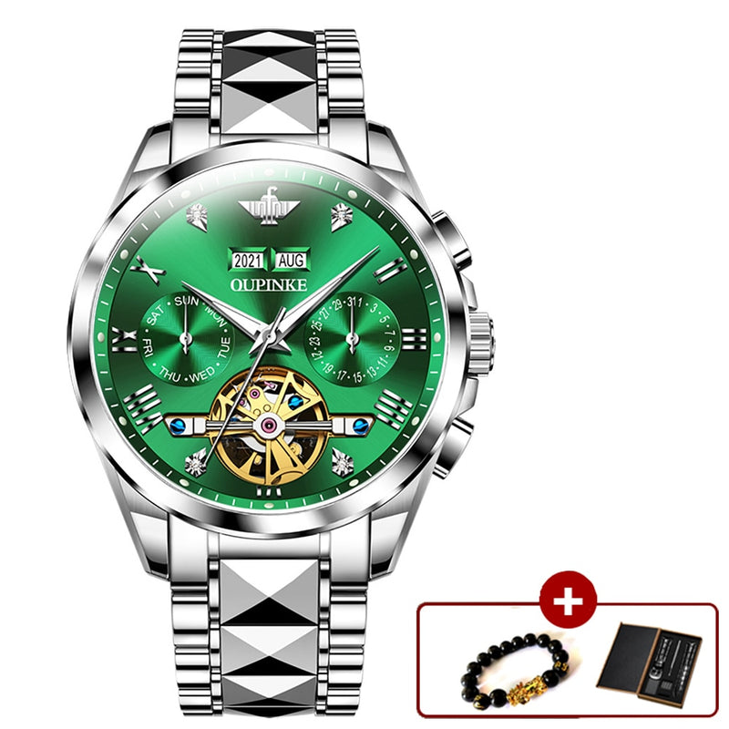 Original OUPINKE Luxury Automatic Watch for Men Mechanical Sapphire Crystal Waterproof Fashion Top Brand Hollow Wrist Watches