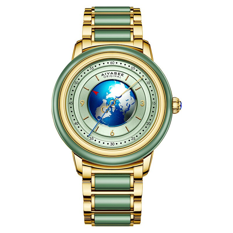 Luxury Business Men Watch Automatic Machines Sapphire Mirrors High-end Gift Jade Wristbatch Women Retro Personality Lovers Clock