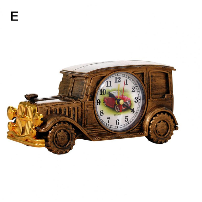 Time Display Simple Operation Classic Car Shape Antique Clock Desktop Ornament for Bedroom