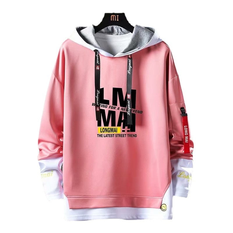 Hoodies Harajuku Sweatshirts Men Japanese Style Hip Hop Casual Streetwear Letter Printed Pullover Male Dropped Shoulder Hoodies