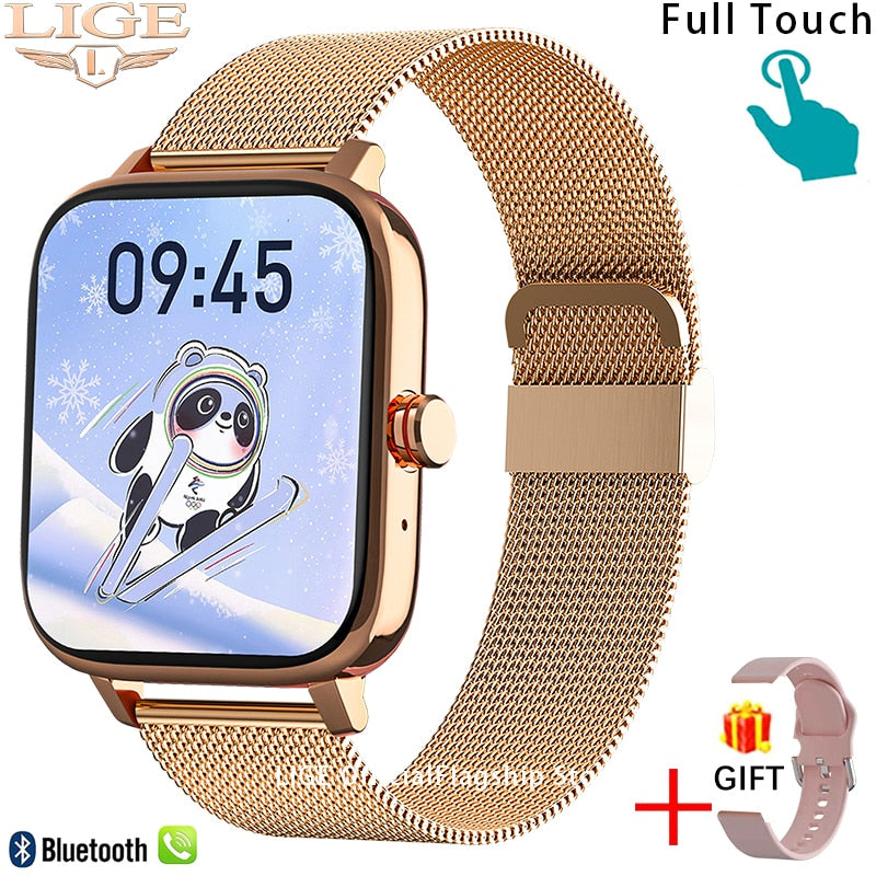 LIGE Call Smart Watch Women Custom Dial Smartwatch For Android IOS Waterproof Bluetooth Music Watches Full Touch Bracelet Clock