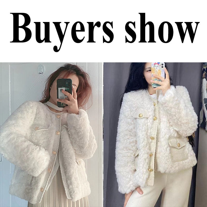 Lucyever Korean Fashion Lamb Wool Coats Women Streetwear O-Neck Faux Fur Jackets Woman 2022 Autumn Winter Thick Warm Plush Coat