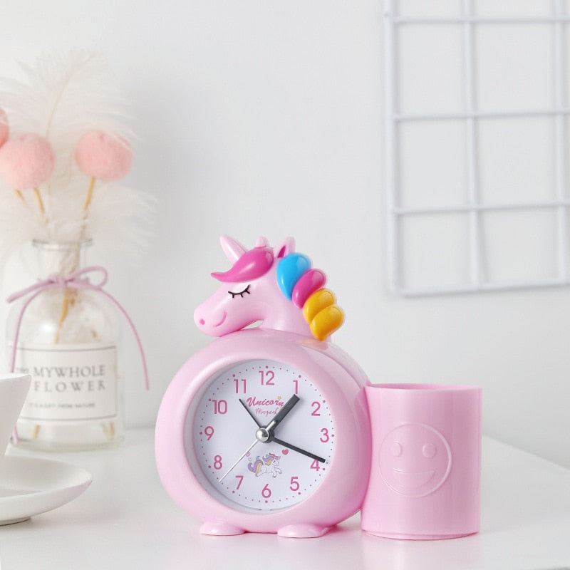 Cute Candy Color Unicorn Alarm Clock Student Kids Alarm Clock Bedside Timer Home Decoration Holiday Birthday Kids Children Gifts