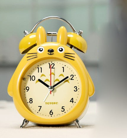 Cartoon Owl Mute Digital Wake Up Table Clock Cute Totoro Ring Bell Metal Bedroom Quartz Alarm Clock With Night Light