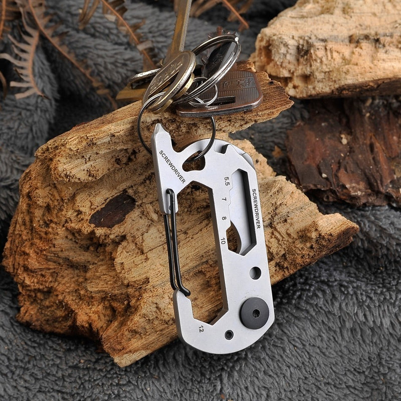 WorthWhile Multifunction Climbing Carabiner EDC Keychain Gear Outdoor Tools Camping Hiking Stainless Steel Wrench Bottle Opener