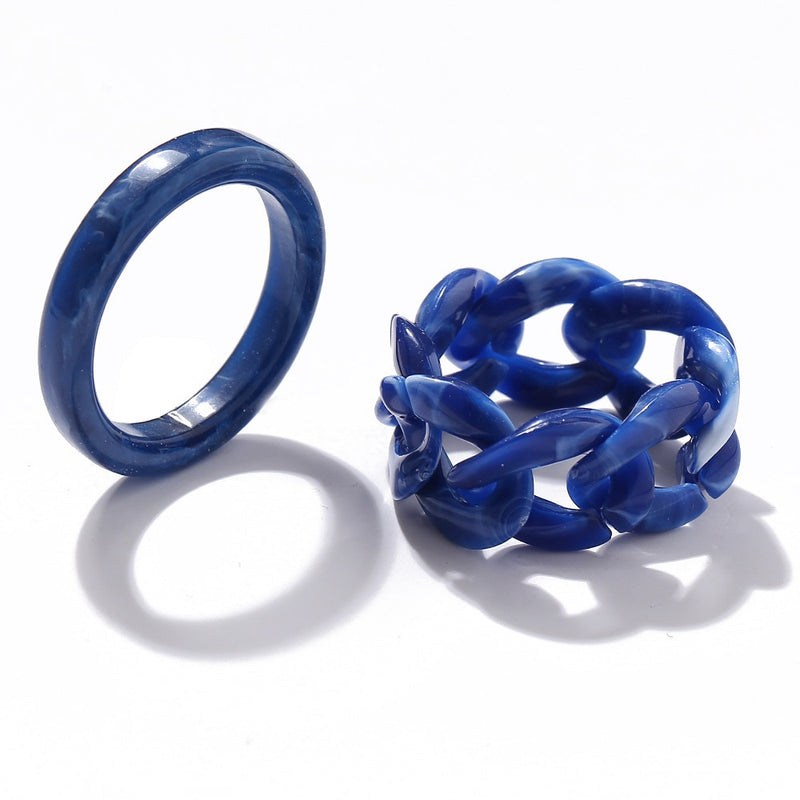 3pcs/set Acrylic Ring Set Light Color System Resin Beaded Elastic Rings Bridal Engagement Women Finger Jewelry 2022 New