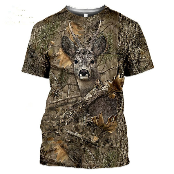 Camouflage Hunting Animal Rabbit Men&#39;s Summer Casual Oversized 3D T-Shirt Street Fashion Short Sleeve Pullover