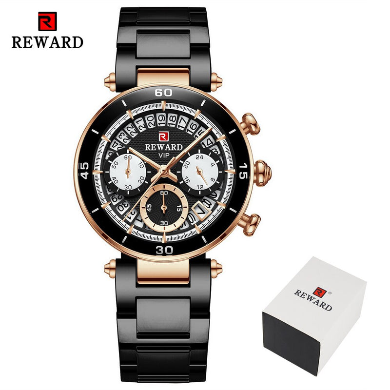 REWARD New Top Luxury Brand Women Watches Waterproof Quartz Clock Ladies Blue Stainless Steel Strap Wristwatch Relogio Feminino