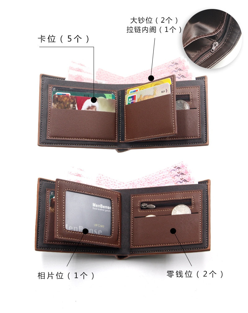 Men Wallet Leather Business Foldable Wallet Luxury Billfold Slim Hipster Credit Card Holders Inserts Coin Purses Vintage Walltes