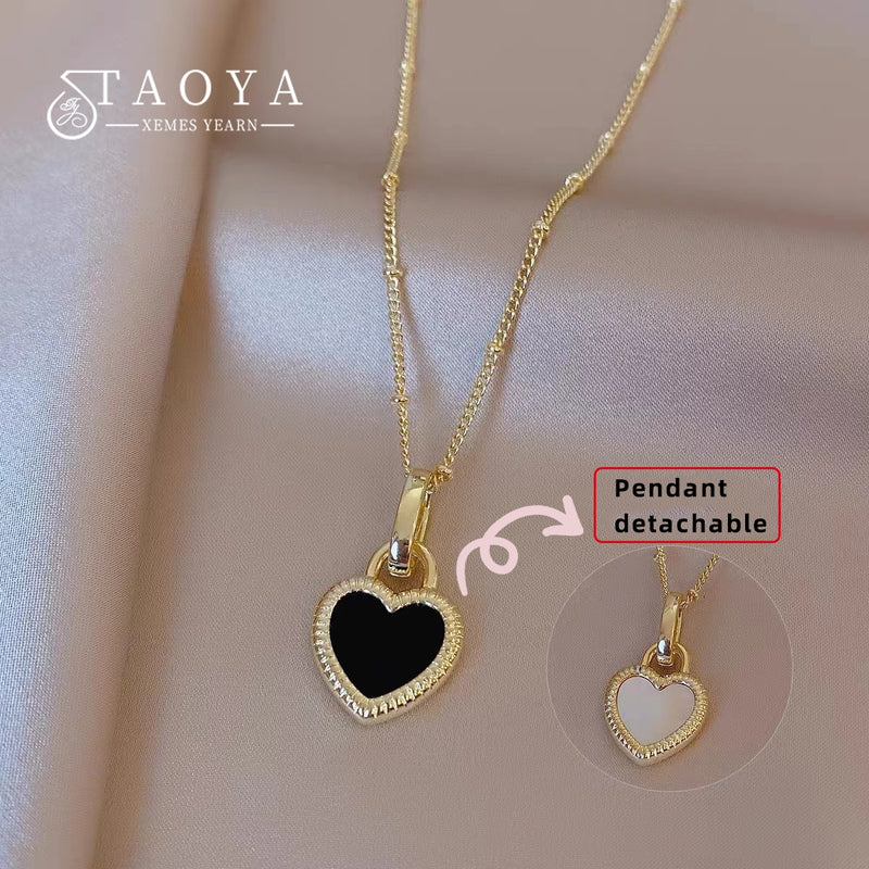 European and American Luxury Stainless Steel Two-side Shell Heart Pendant Necklace 2022 Fashion Jewelry For Woman Sexy Neckchain