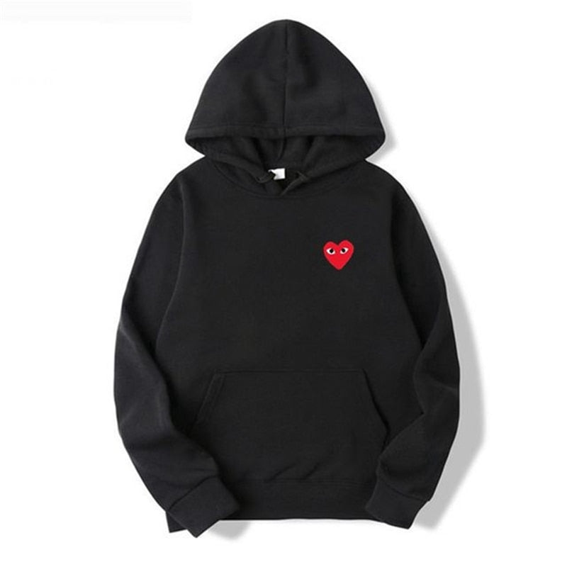 2022 hot sale men's and women's pure cotton heart-shaped print pocket wool thick lover autumn and winter casual hoodie