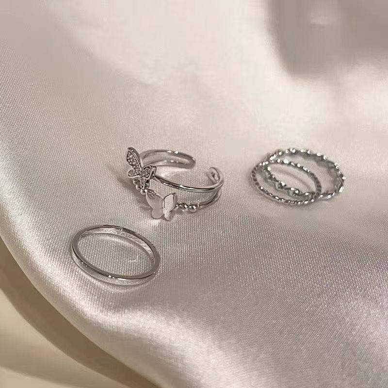 Fashion Butterfly Metal Punk Rings Set For Women Teen Jewelry Gifts Accessories Buckle Female Index Finger Ring