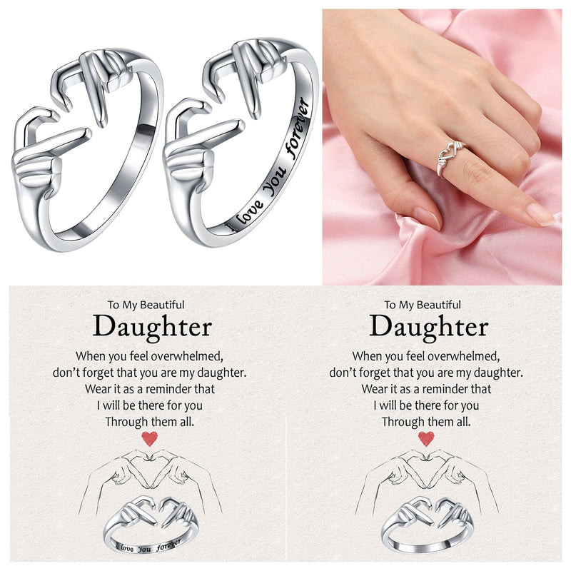 To My Beautiful Daughter I Love You Forever Ring Fashion Than Heart Ring White Ring Small Clear Adjustable Open 2000s Rings