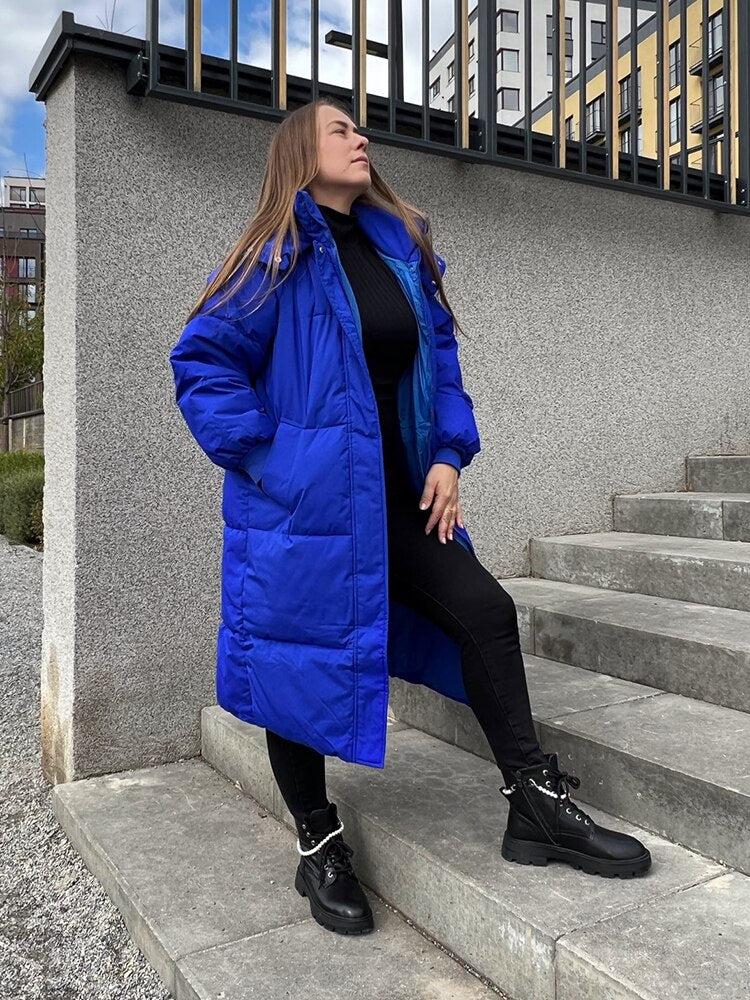 -30 degrees Winter Women Hooded Parkas X-long Jackets Casual Thick Warm Windproof Coat Female Outwear Long Streetwear Size 3XL