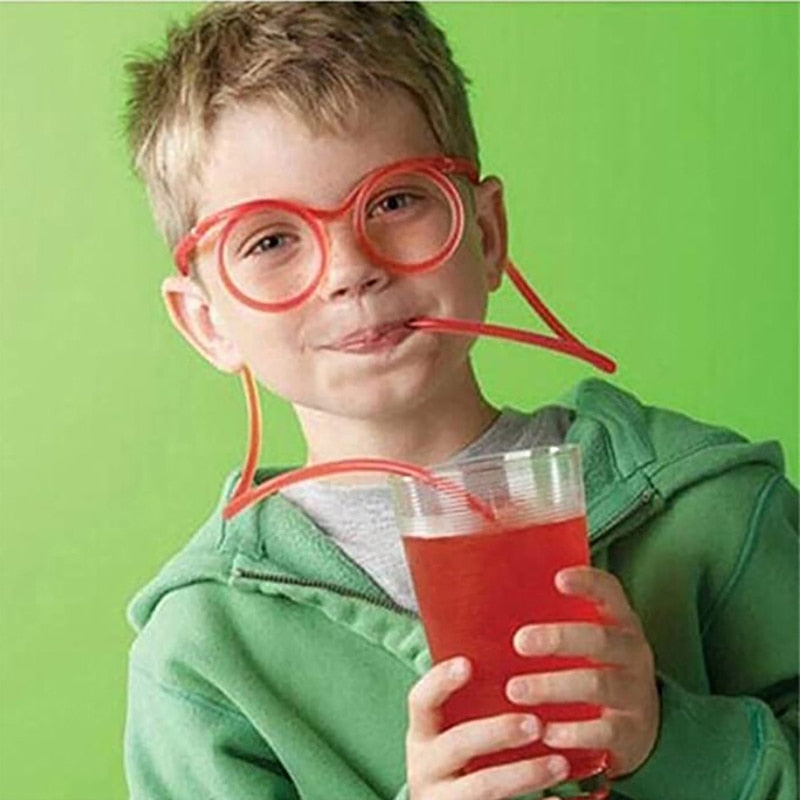 Straw Glasses Funny Soft PVC Glasses Flexible Drinking Straws Kids Party Supplies Bar Supplies Accessories Creativity Toy