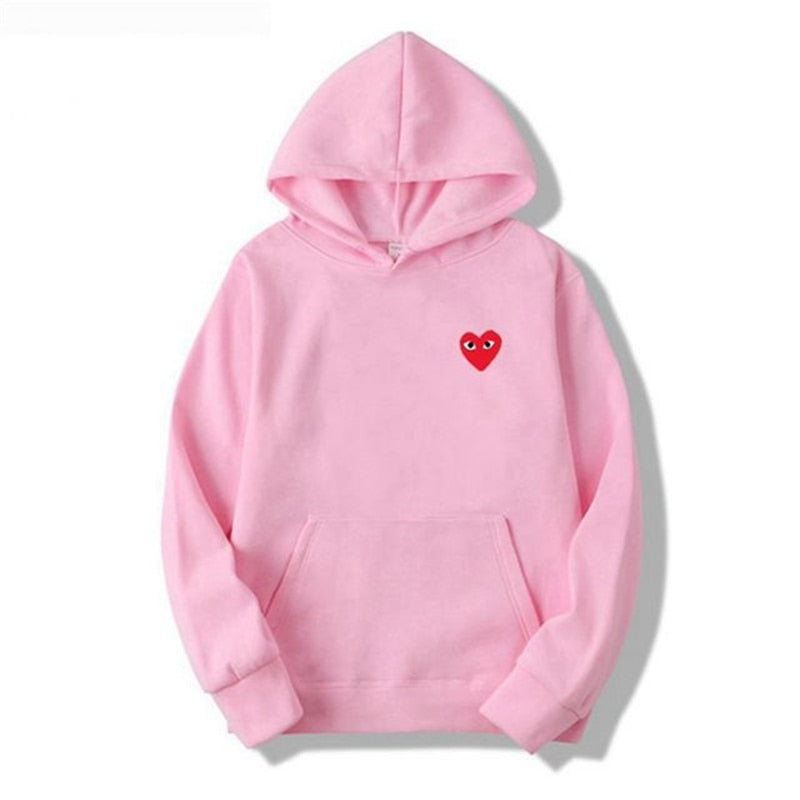 2022 hot sale men's and women's pure cotton heart-shaped print pocket wool thick lover autumn and winter casual hoodie