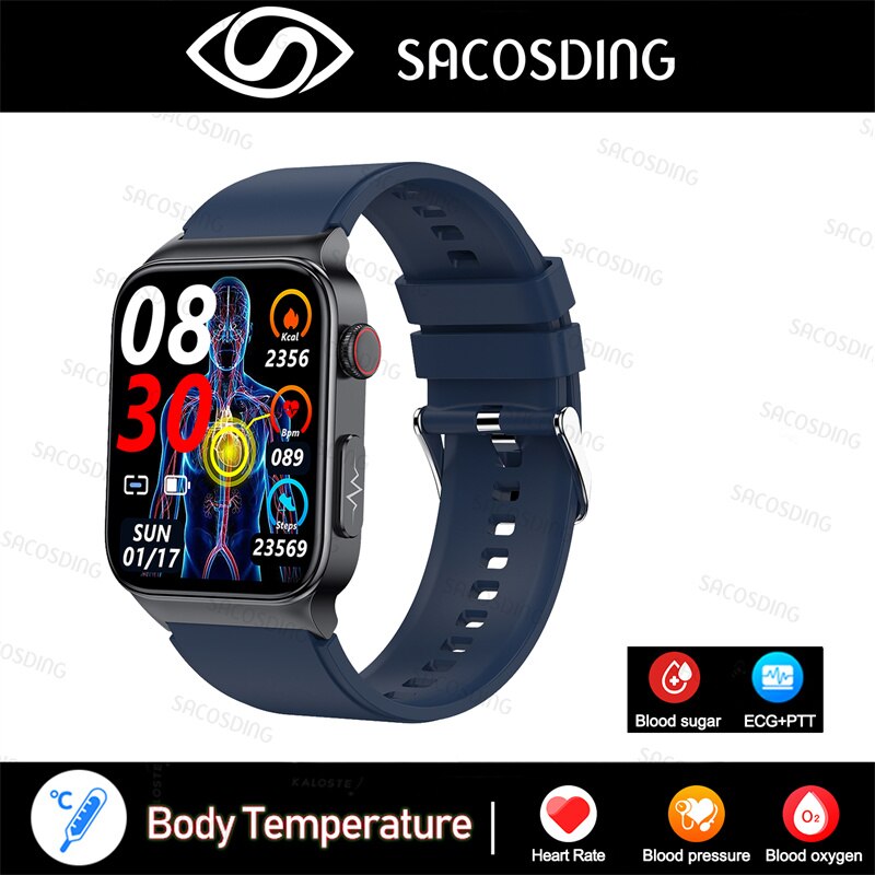 2022 NEW Blood Glucose Smart Watch Men ECG Monitor Blood Pressure Body Temperature Smartwatch IP68 Waterproof Fitness Tracker