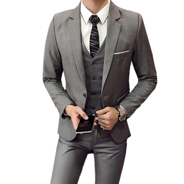 Blazers Pants Vest 3 Pieces Sets / Fashion Men&#39;s Casual Boutique Business Wedding Groomsmen Suit Jacket Coat Trousers Waistcoat