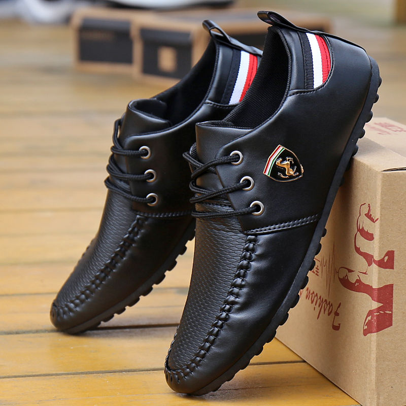 2022 Solid Color Non-slip Men Driving Shoes Spring Autumn New Leather Breathable Men&