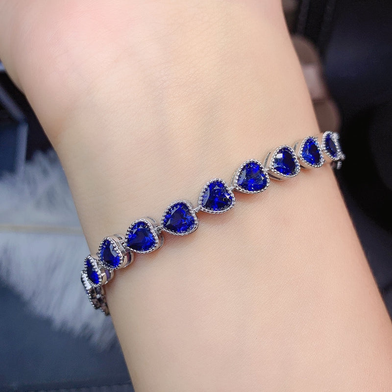 Silver 925 Women&#39;s Bracelet Jewelry Women&#39;s Hand Bracelet Christmas Shipping Free Luxury gem Natural Sapphire Bracelet Women