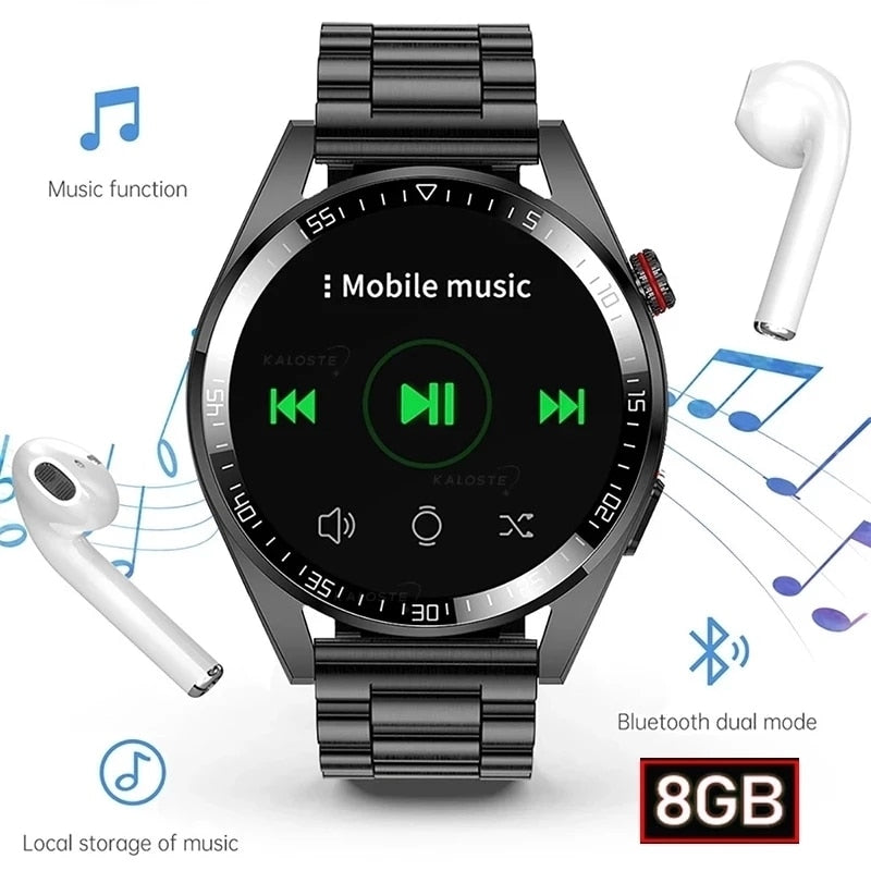 SACOSDING New Smart Watch Mens 8G Memory Local Music Player 454*454 AMOLED Screen Bluetooth Call Sport Man Smartwatch For Huawei