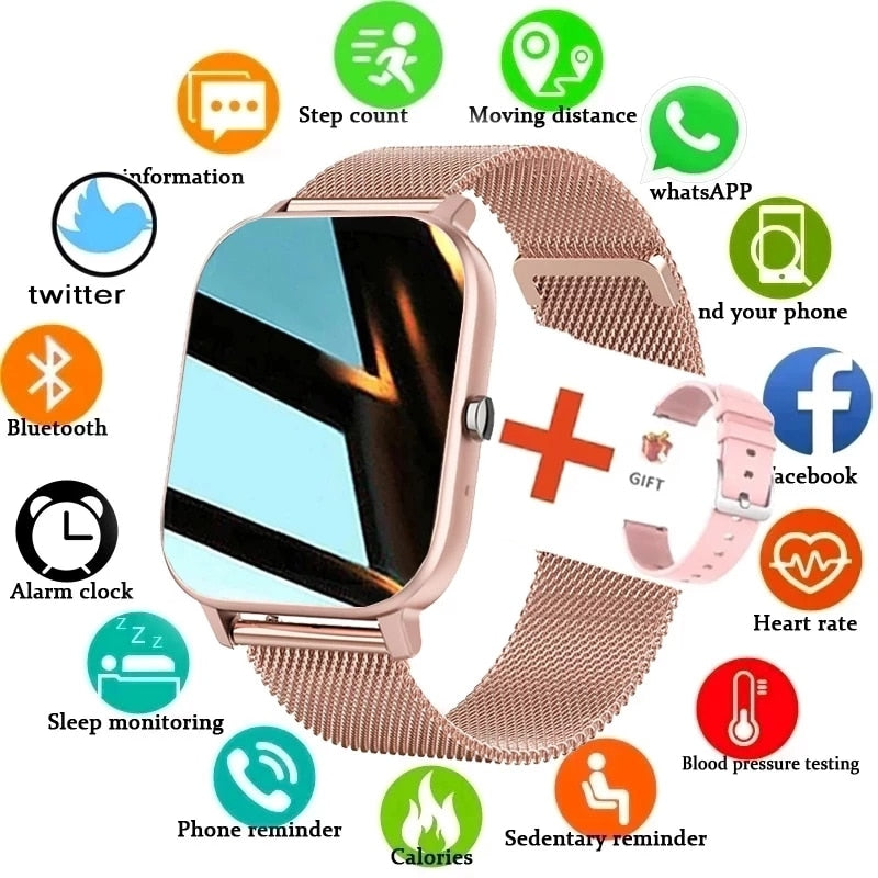 2022 New Smart Watch Women Men Full Touch Dial Call Fitness Tracker IP67 Waterproof Bluetooth Answer Call Smartwatch Woman+Box