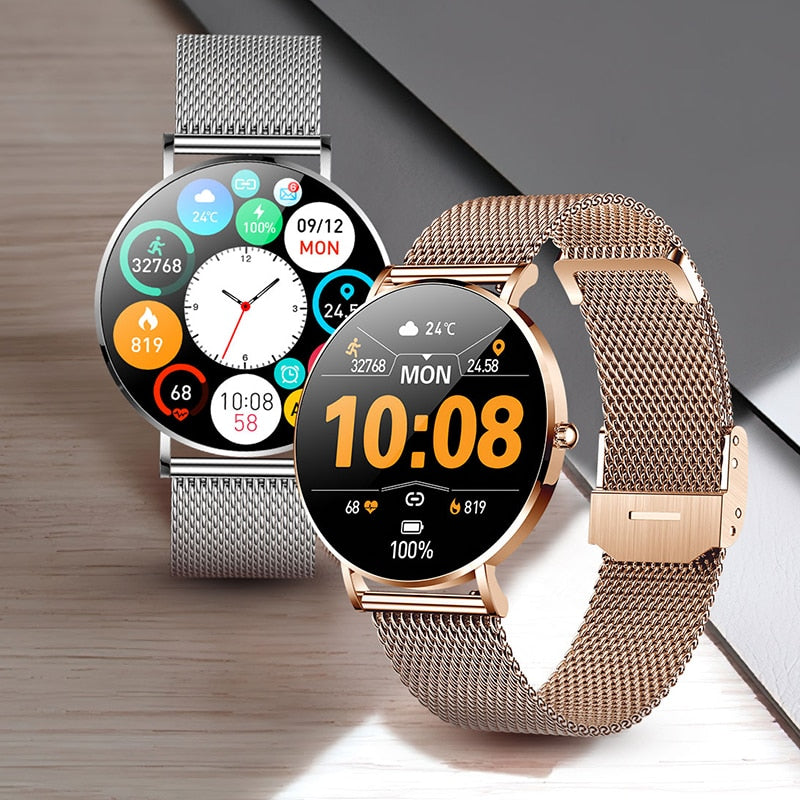 2022 New Ultra Thin Smart Watch Women 1.36&quot; AMOLED 360*360 HD Pixel Display Always Show Time Call Reminder Smartwatch Ladies+Box