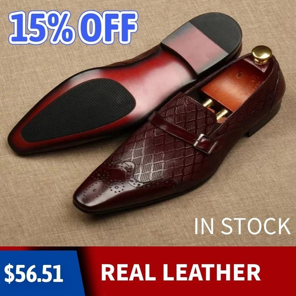 Italian Men&#39;s Formal Shoes Luxury Genuine Leather Handmade Black Wedding Soical Suit Buckle 2022 Autumn New Oxford Dress Loafers