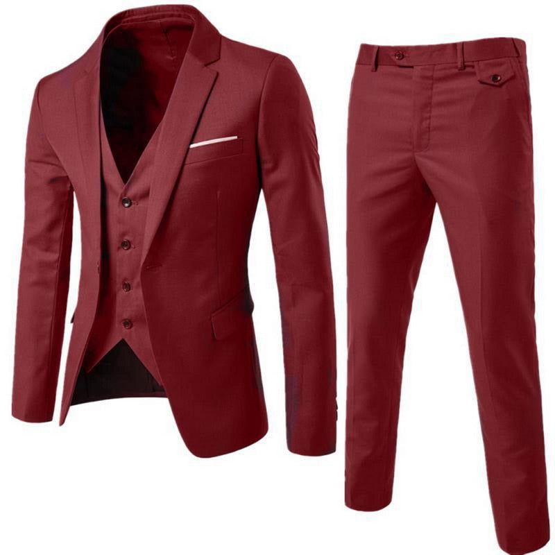 Men Spring 3 Pieces Classic Blazers Suit Sets Men Business Blazer +Vest +Pants Suits Sets Autumn Men Wedding Party Set