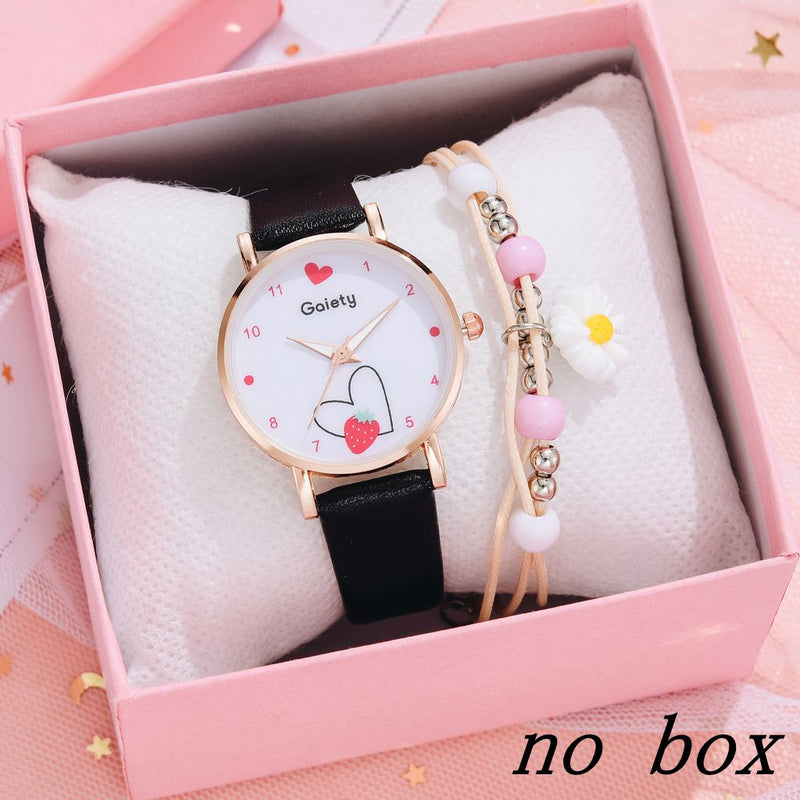 Gaiety Brand 2PCS Set Women Watch Fashion Leather Ladies Quartz Wristwatch Dress Watch For Women Clock Girl Reloj Mujer No Box