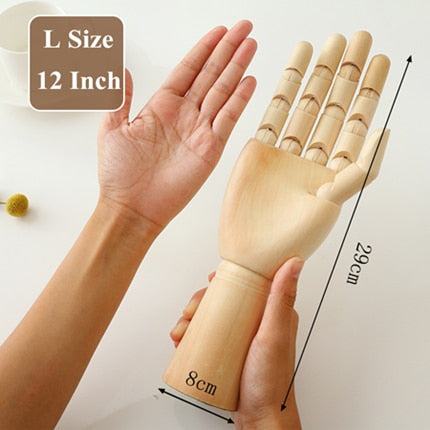 Wooden Hand Figurines Rotatable Joint Hand Model Wood Man Ornament Statue Human Model  Miniature Home Decoration