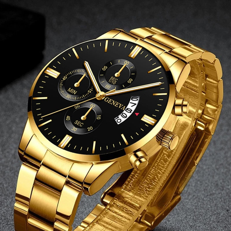 Fashion Mens Watches Luxury Gold Stainless Steel Quartz Wrist Watch Men Business Casual Calendar Clock relogio masculino