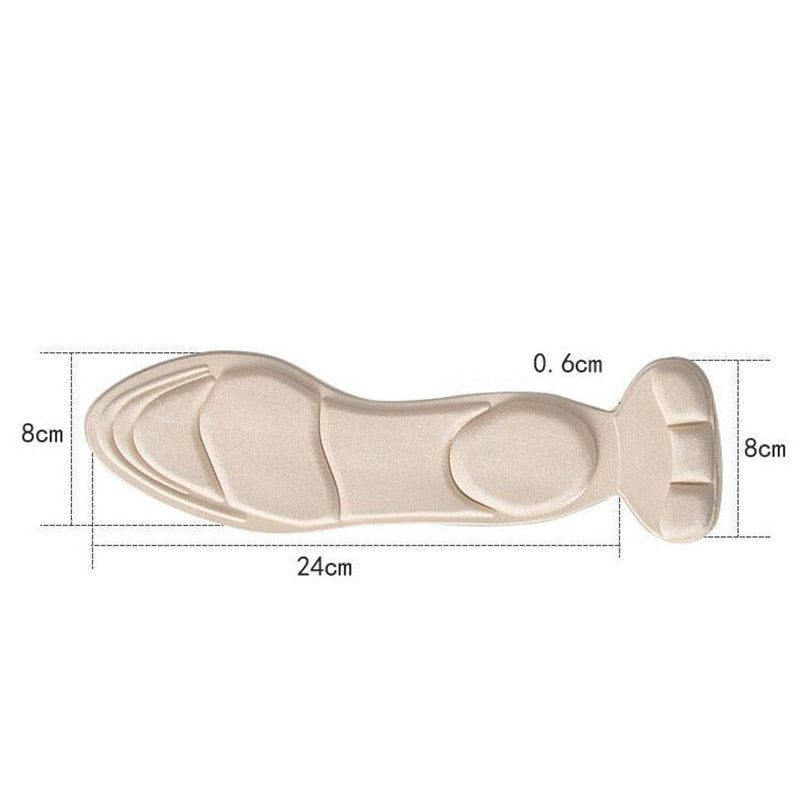 1 Pair 7D Comfort Breathable Women's Fashion Insoles Massage High-heeled Shoes Insoles Anti-slip Heel Post Back Cushion Pads