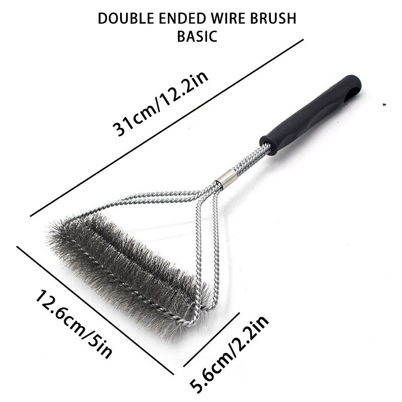 Kitchen Accessories BBQ Grill Barbecue Kit Cleaning Brush Stainless Steel Cooking Tools Wire Bristles Triangle Cleaning Brushes