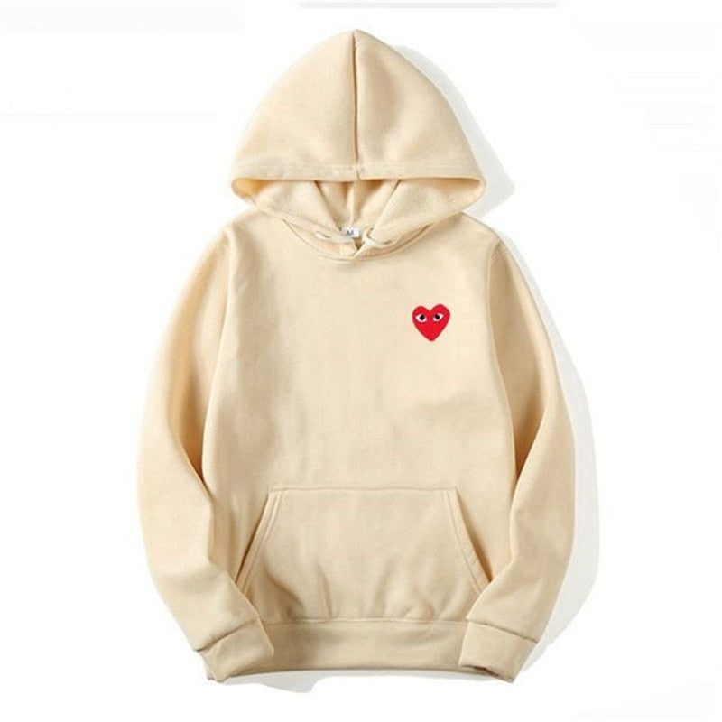 2022 hot sale men's and women's pure cotton heart-shaped print pocket wool thick lover autumn and winter casual hoodie