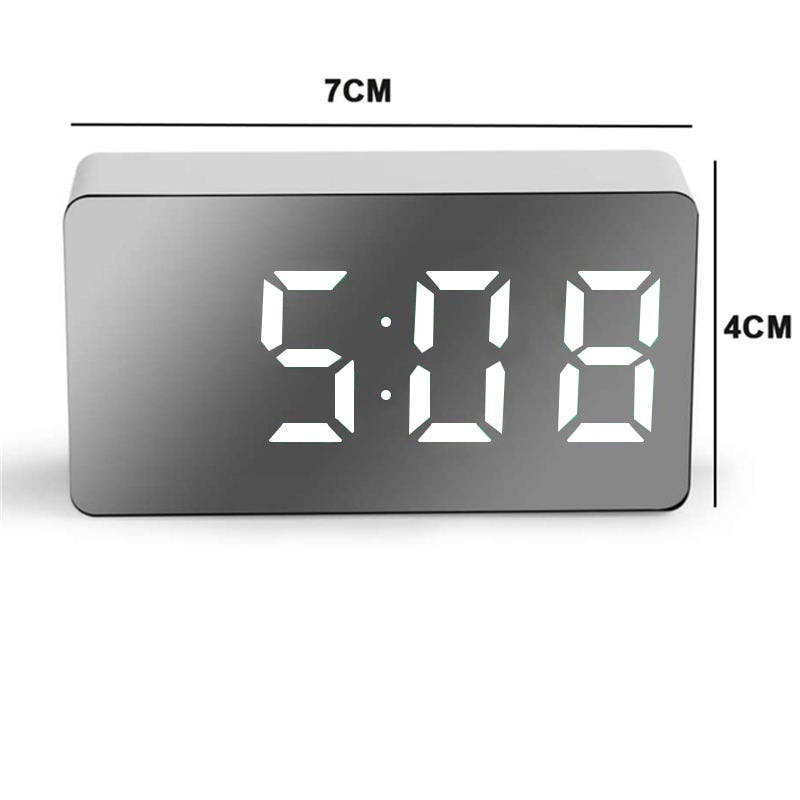 1PCS Green LED Mirror Table Clock Digital Alarm Snooze Display Time Night Light Desktop USB Alarm Clock Home Decor