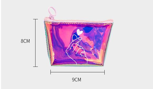 Coin Wallet Womens Kids  Coin Purse Laser Small Transparent PVC Cute Zipper Money Key Earphone Line Coin Holder Purse Bags