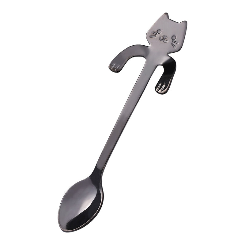 Stainless Steel Coffee Spoon Lovely Cute Cat Shape Teaspoon Dessert Snack Scoop Ice Cream Mini Spoons Tableware Kitchen Tools