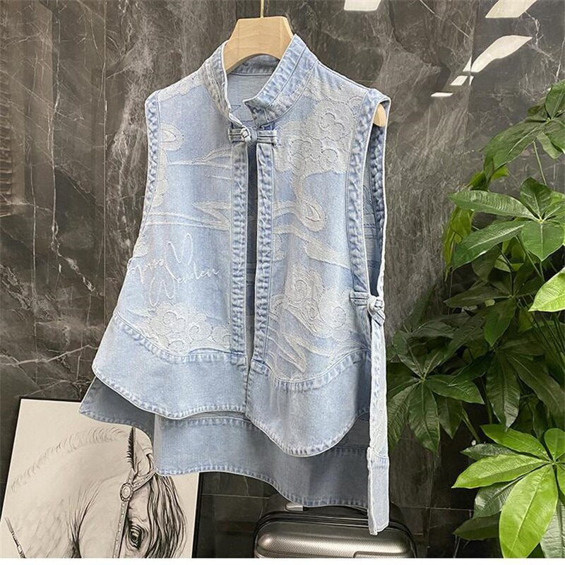 Fashion Denim Vest Women's 2022 Net Infrared Wear Loose Summer Thin Section Outer Wear Vest Vest Jacket tTrendy