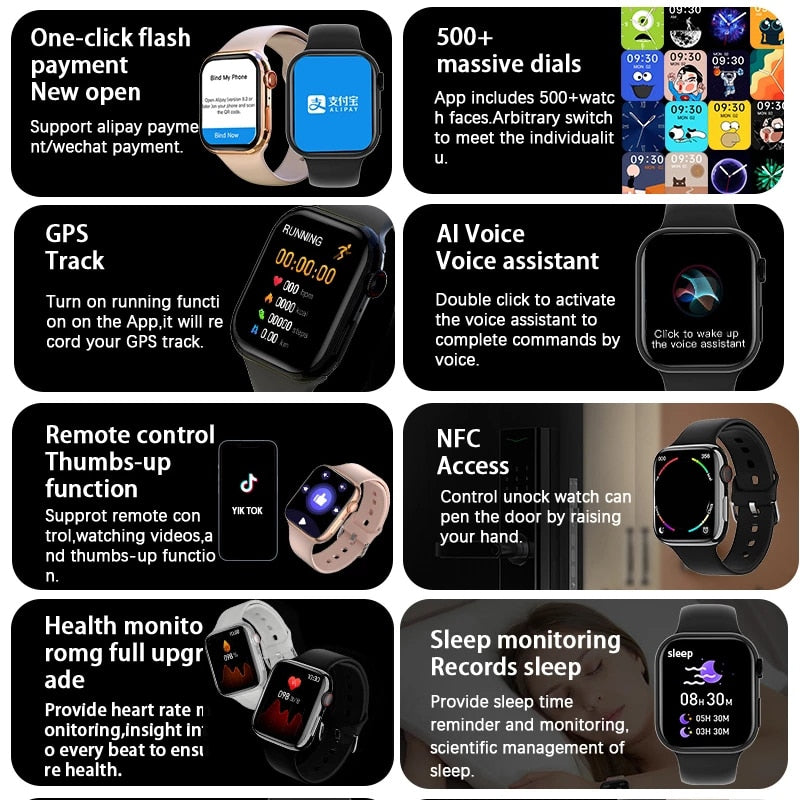 2022 New Smart Watch Women NFC Smartwatch Men Women Bluetooth Call Waterproof Wireless Charging HD Screen For Apple Xiaomi +Box