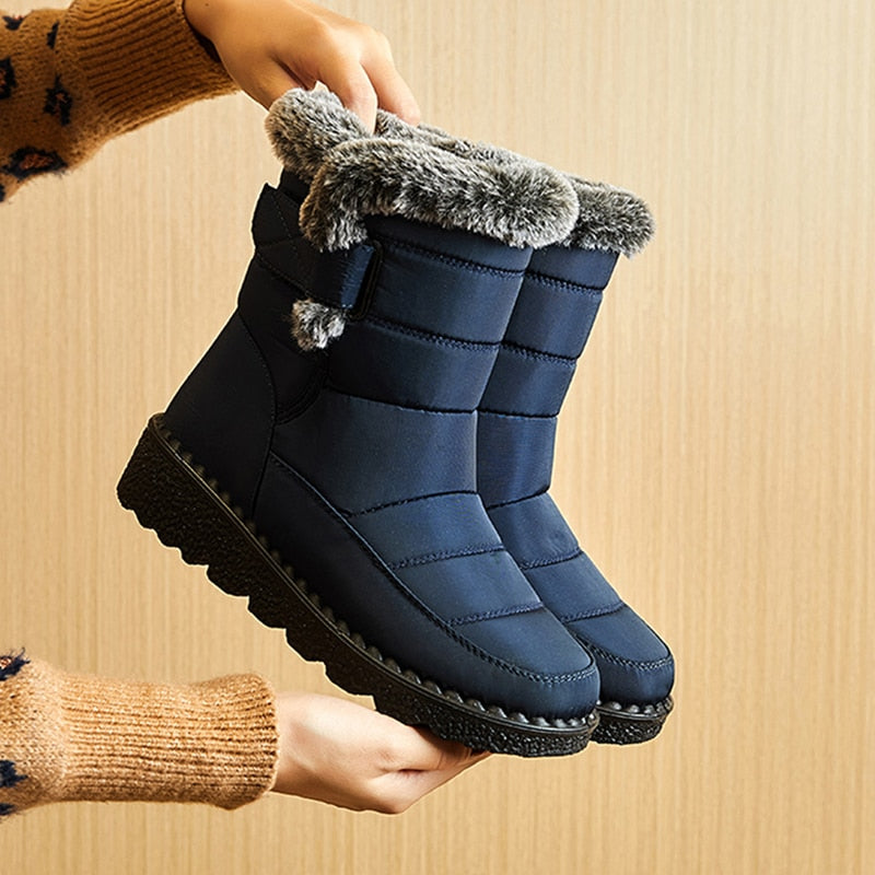 Waterproof Winter Boots for Women 2022 New Faux Fur Long Plush Snow Boots Woman Platform Ankle Boots Warm Cotton Couples Shoes