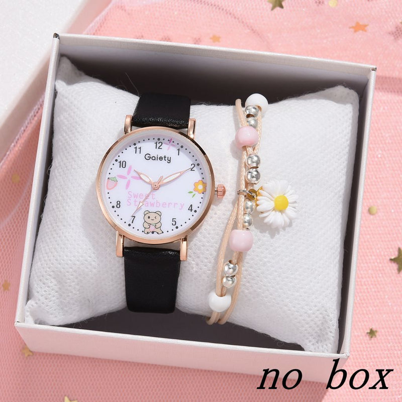Gaiety Brand 2PCS Set Women Watch Fashion Leather Ladies Quartz Wristwatch Dress Watch For Women Clock Girl Reloj Mujer No Box