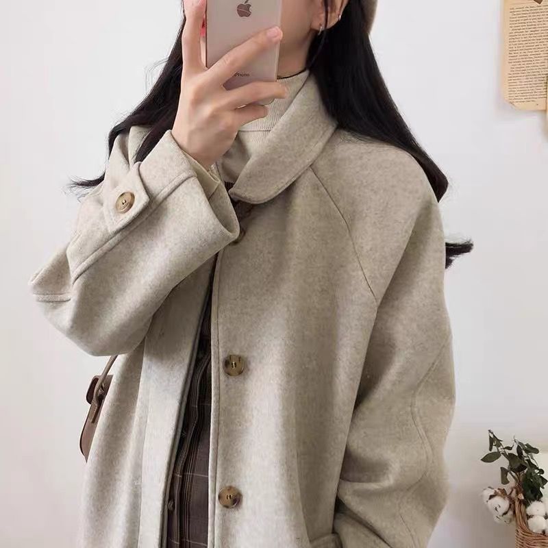 Women Wool Blends Coats Long Elegant Single Breasted Female Leisure Slim Autumn Outwear High Quality Overcoats Black All-match