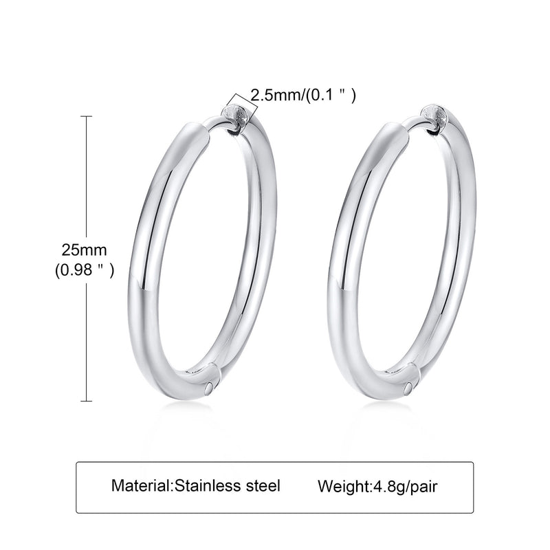 Vnox Large Star Hoop Earrings for Women Silver Color Not Fade