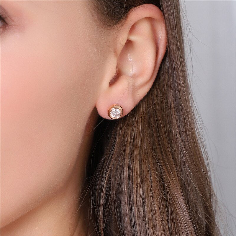 HPHT Lab Grown Diamond Stud Earrings 1ct * 2 DE VS-SI1 18K 14K Rose Gold Jewelry