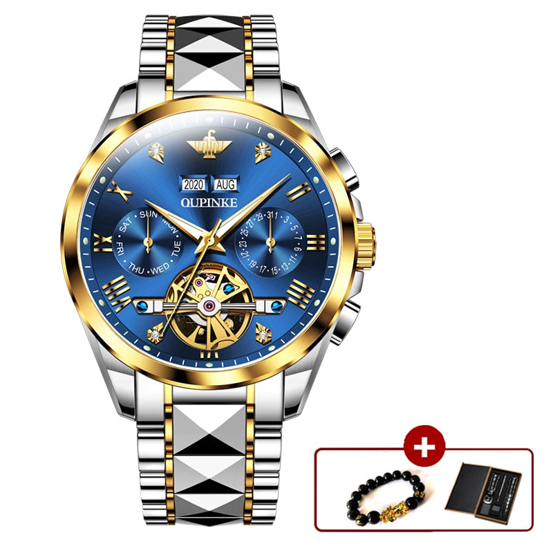 Original OUPINKE Luxury Automatic Watch for Men Mechanical Sapphire Crystal Waterproof Fashion Top Brand Hollow Wrist Watches